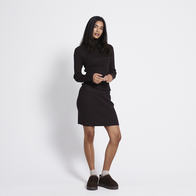 Short rib-knit skirt "Jasmina" Brown